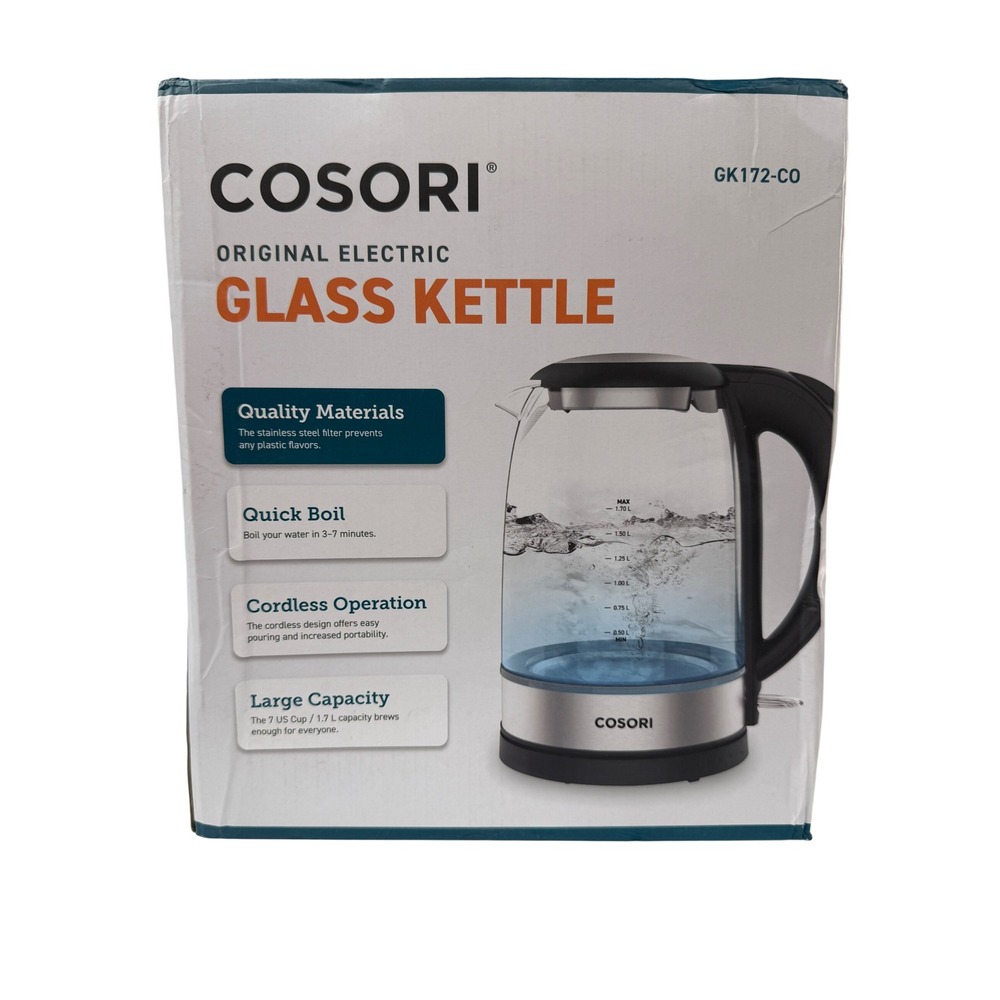Cosori GK172-CO Original Electric Glass Kettle 1.7L Stainless Steel Rapid Boil
